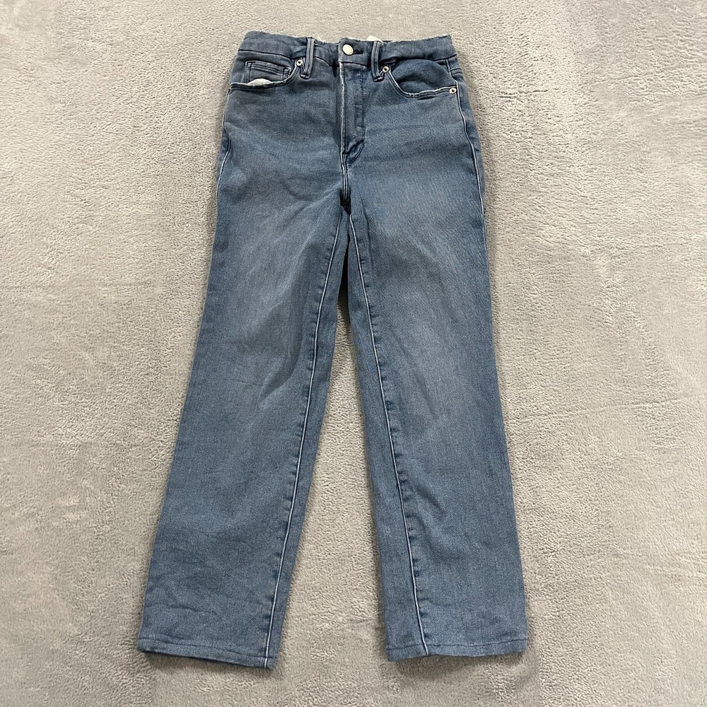 Good American Jeans 4/27 Straight Leg Blue Denim Capsule Western Y2K Cowgirl